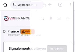 Vigifrance Android notification screencast